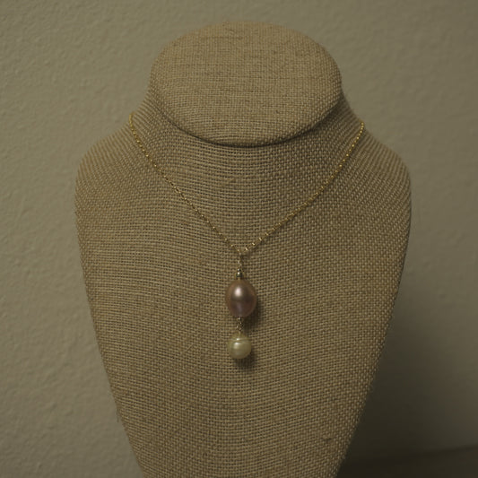 Pink Edison Pearl w/ Gold South Sea Pearl