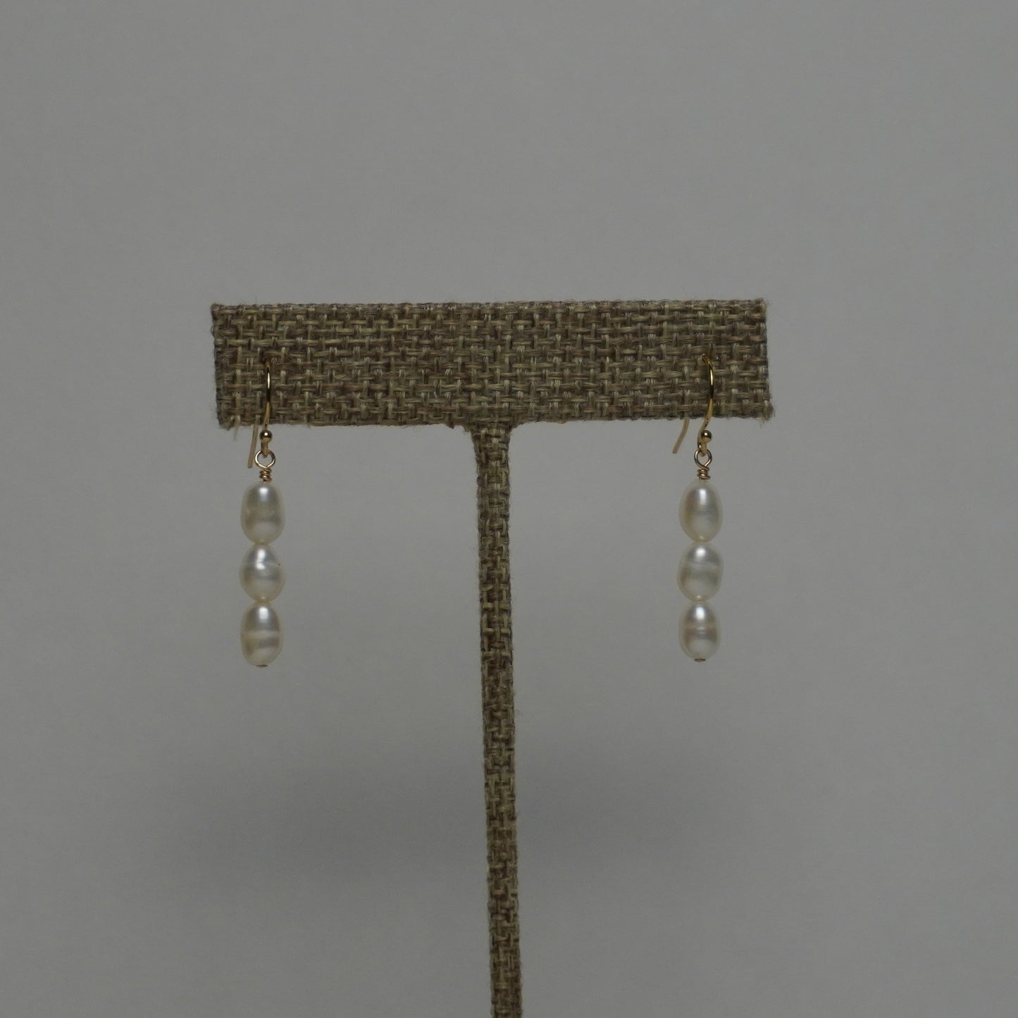Triple White Freshwater Pearl Drop Earrings