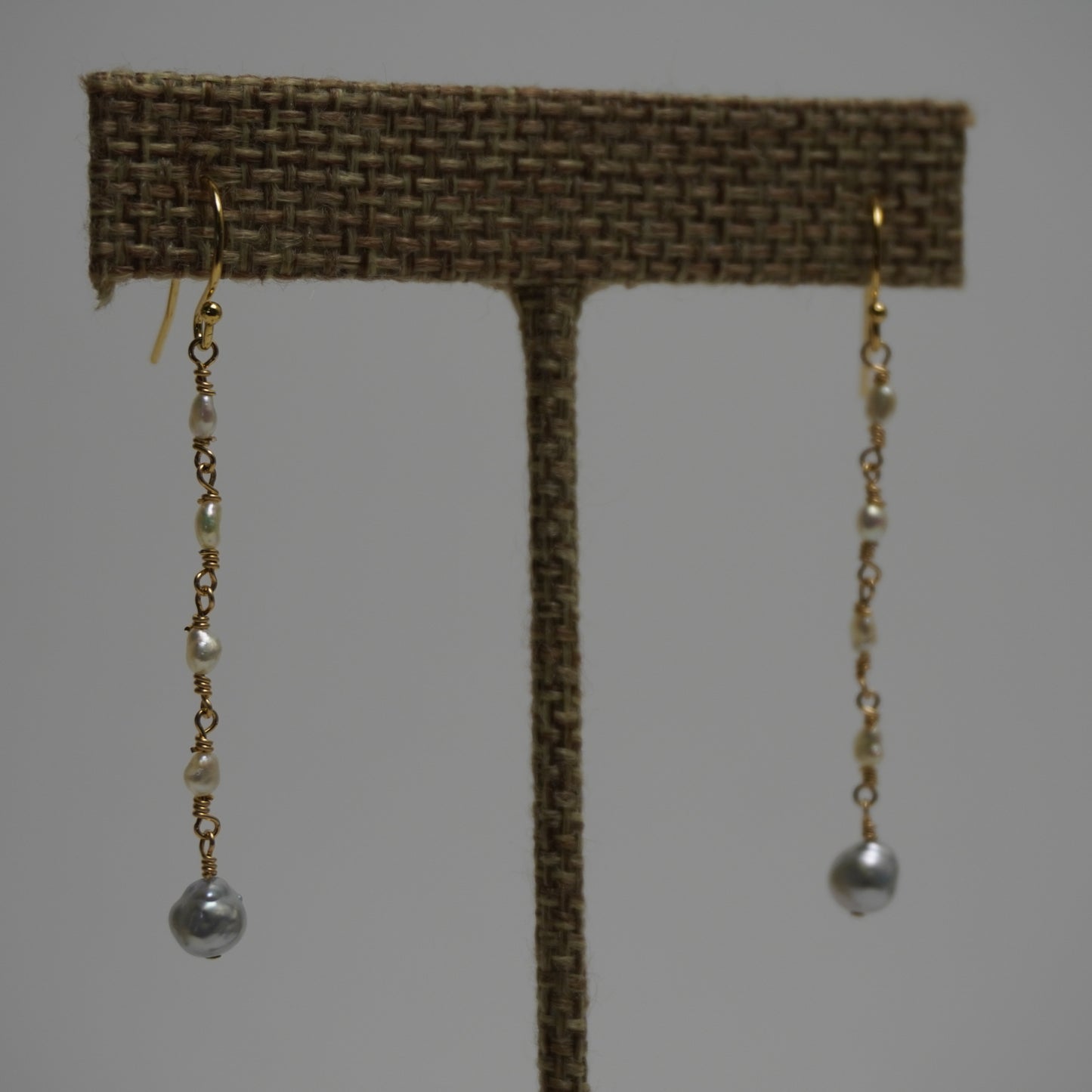 Olos // Blue Akoya Pearl Long Drop Earrings