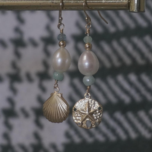 Gold Shell Pearl Earrings
