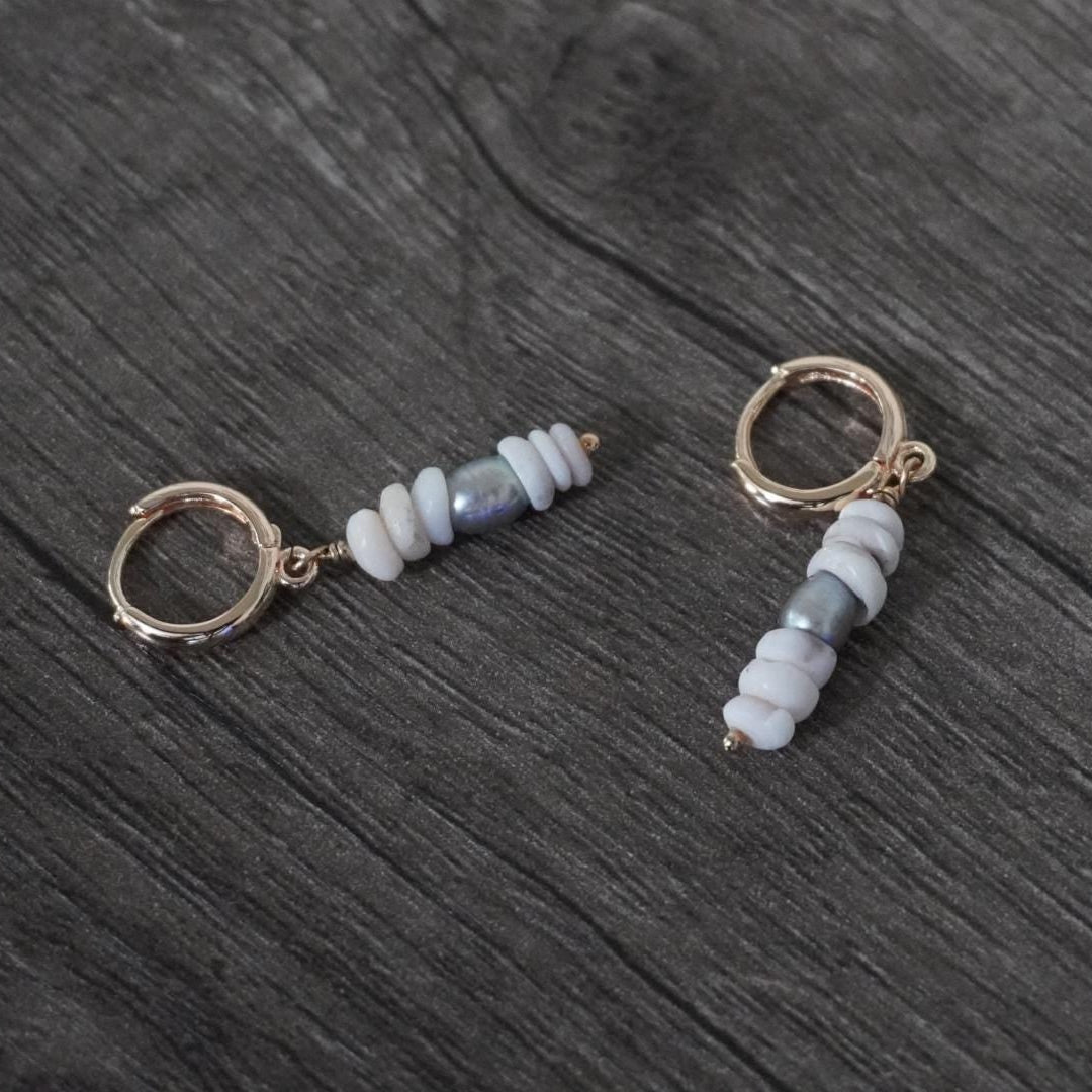 Freshwater Pearl Puka Shell Earrings