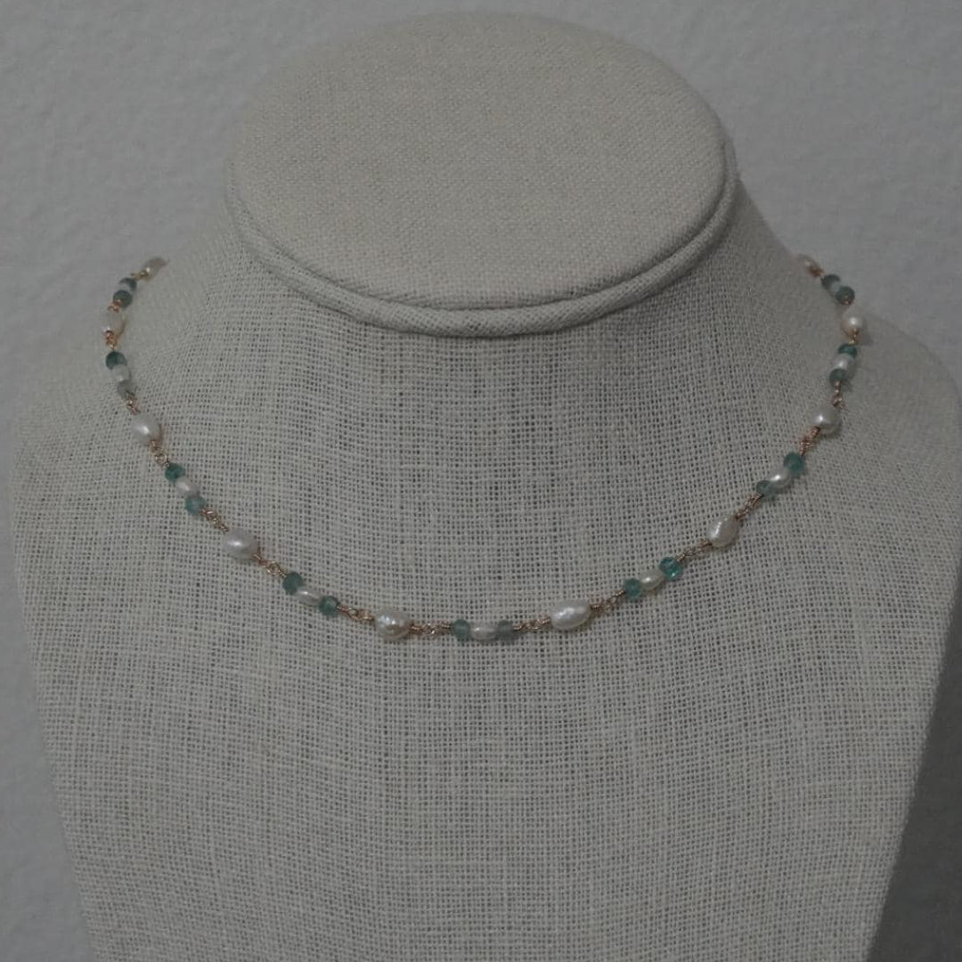 Freshwater Pearl Blue Charm Necklace