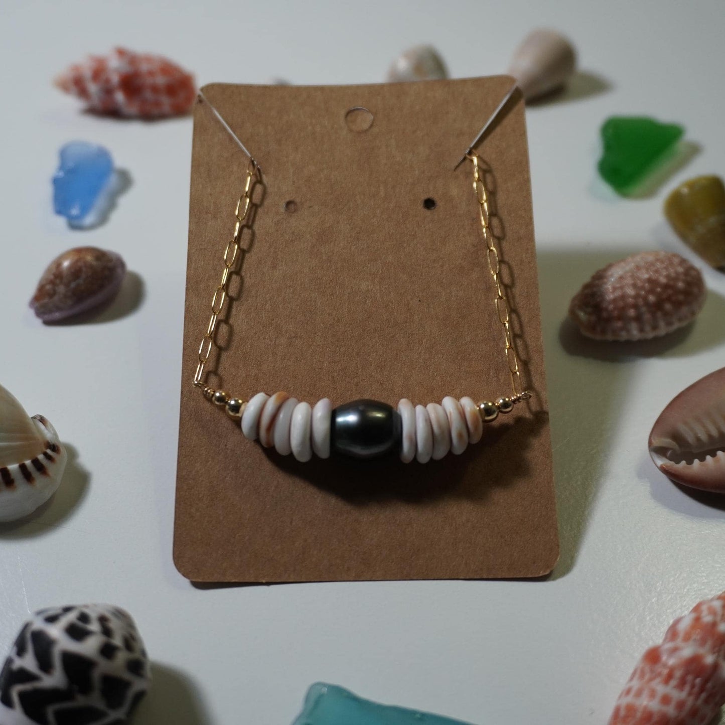 Tahitian Pearl Puka Shell Necklace