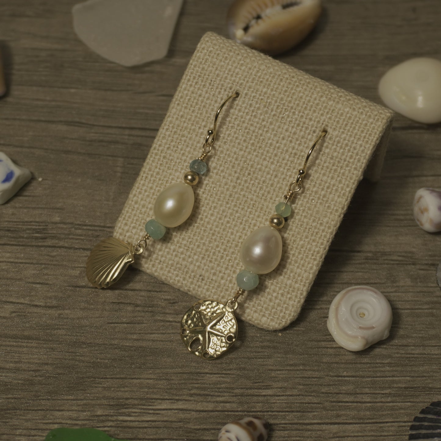 Gold Shell Pearl Earrings