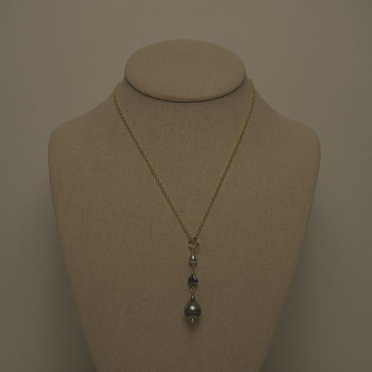 Ellie // Large Tahitian & Mixed Silver-Black Keshi Pearl Necklace – 17"