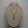 Tahitian & Freshwater Pearl "3-2-1" Necklace with Green Swarovski Crystal