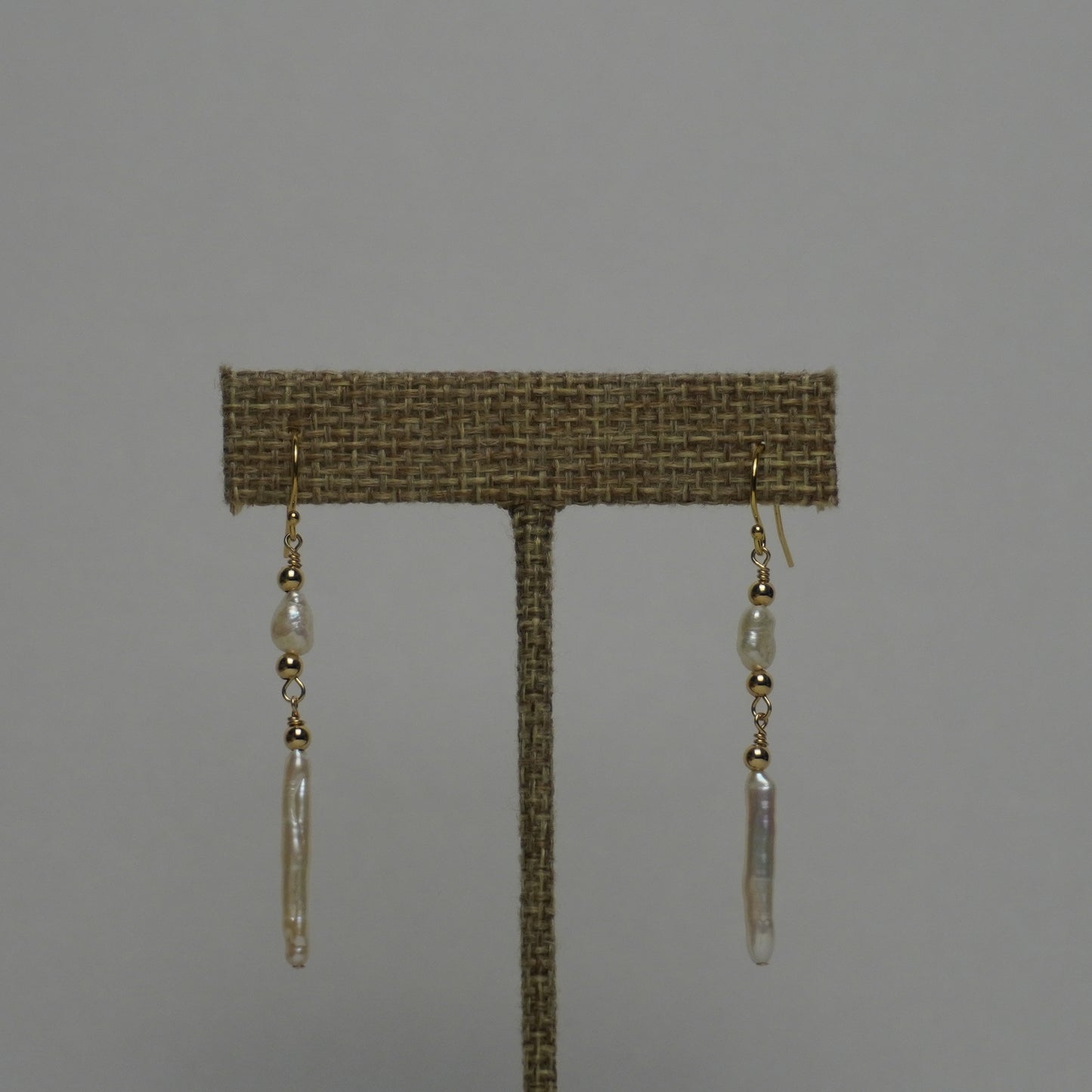 Stick Pearl & Freshwater Pearl Drop Earrings