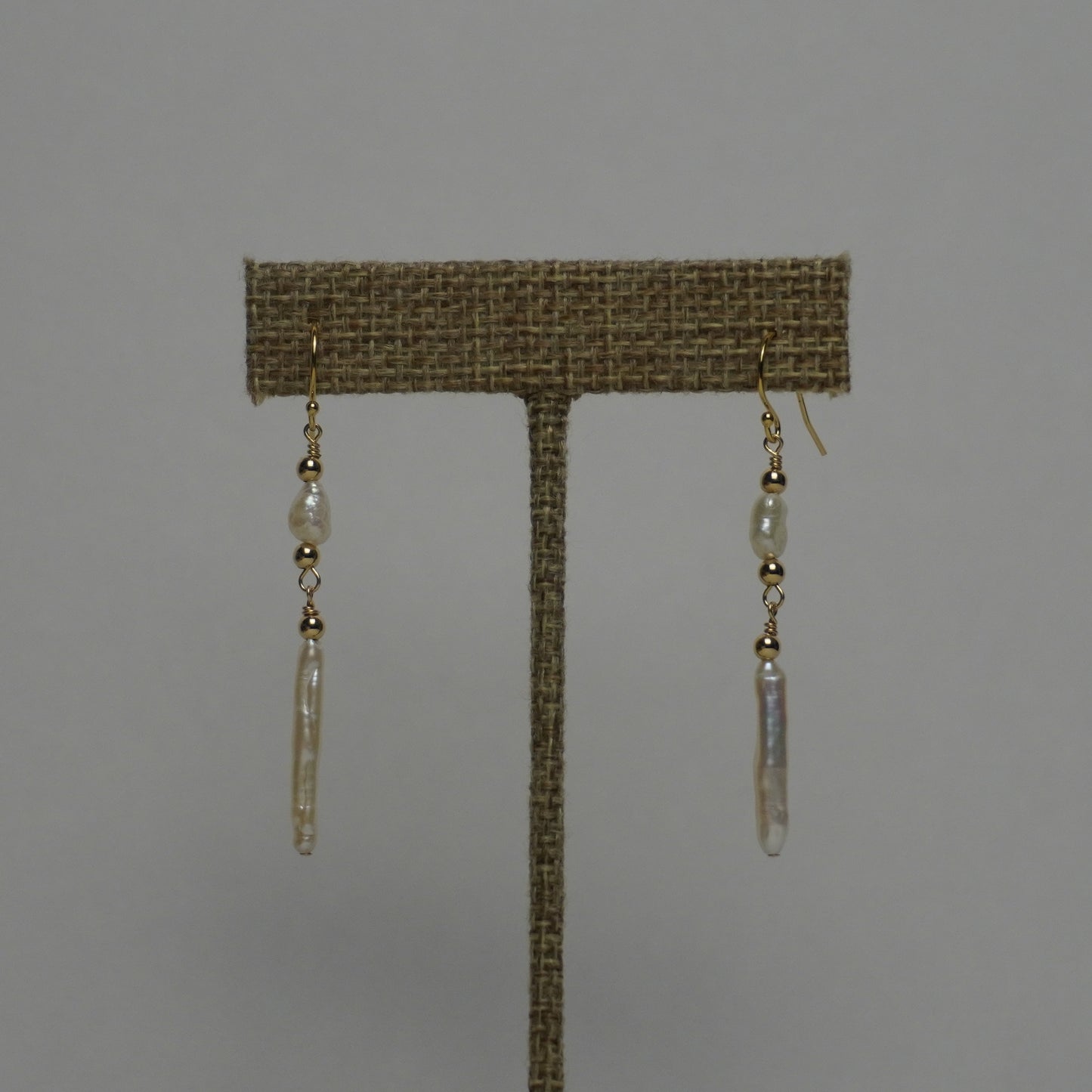 Stick Pearl & Freshwater Pearl Drop Earrings