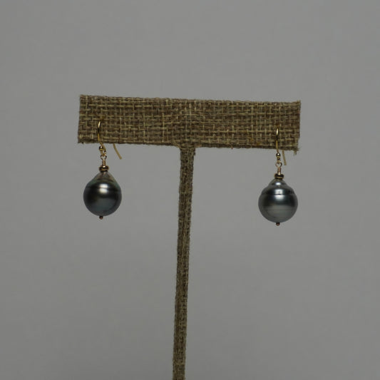 Genuine Tahitian Black Pearl Drop Earrings