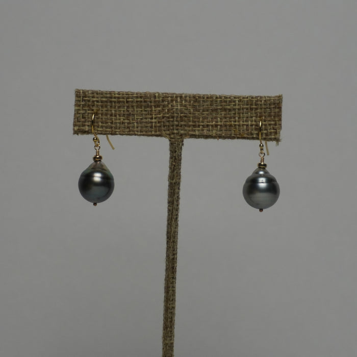 Genuine Tahitian Black Pearl Drop Earrings