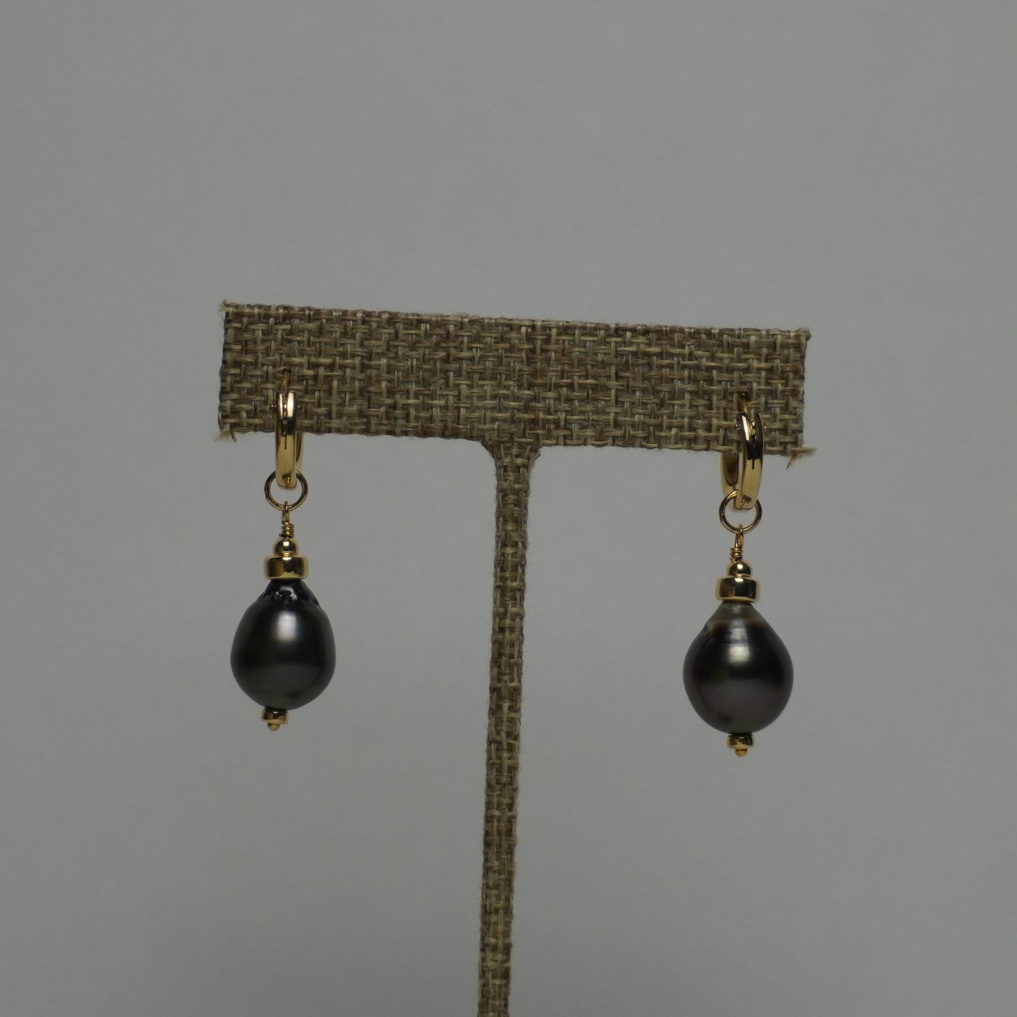 Genuine Tahitian Pearl Drop Huggie Earrings