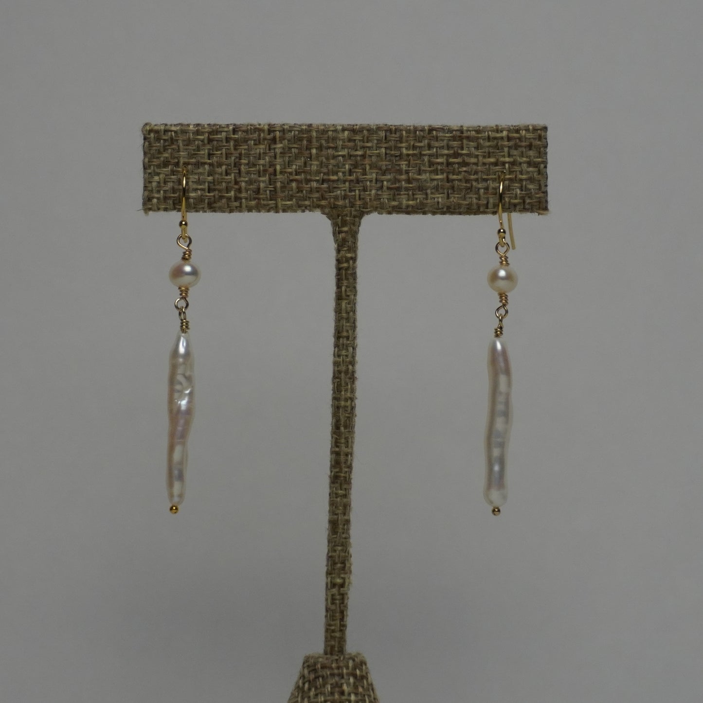 Stick Pearl with Freshwater Pearl Earrings