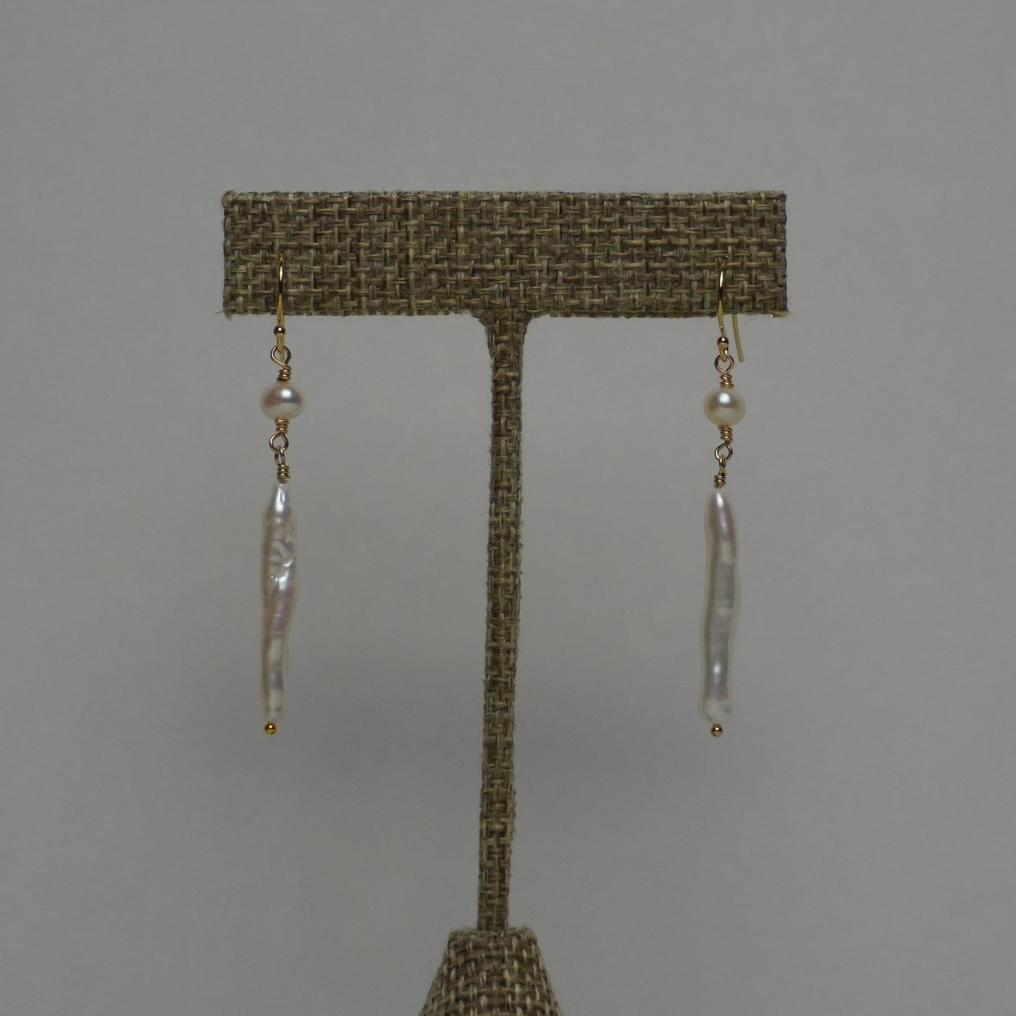 Stick Pearl with Freshwater Pearl Earrings