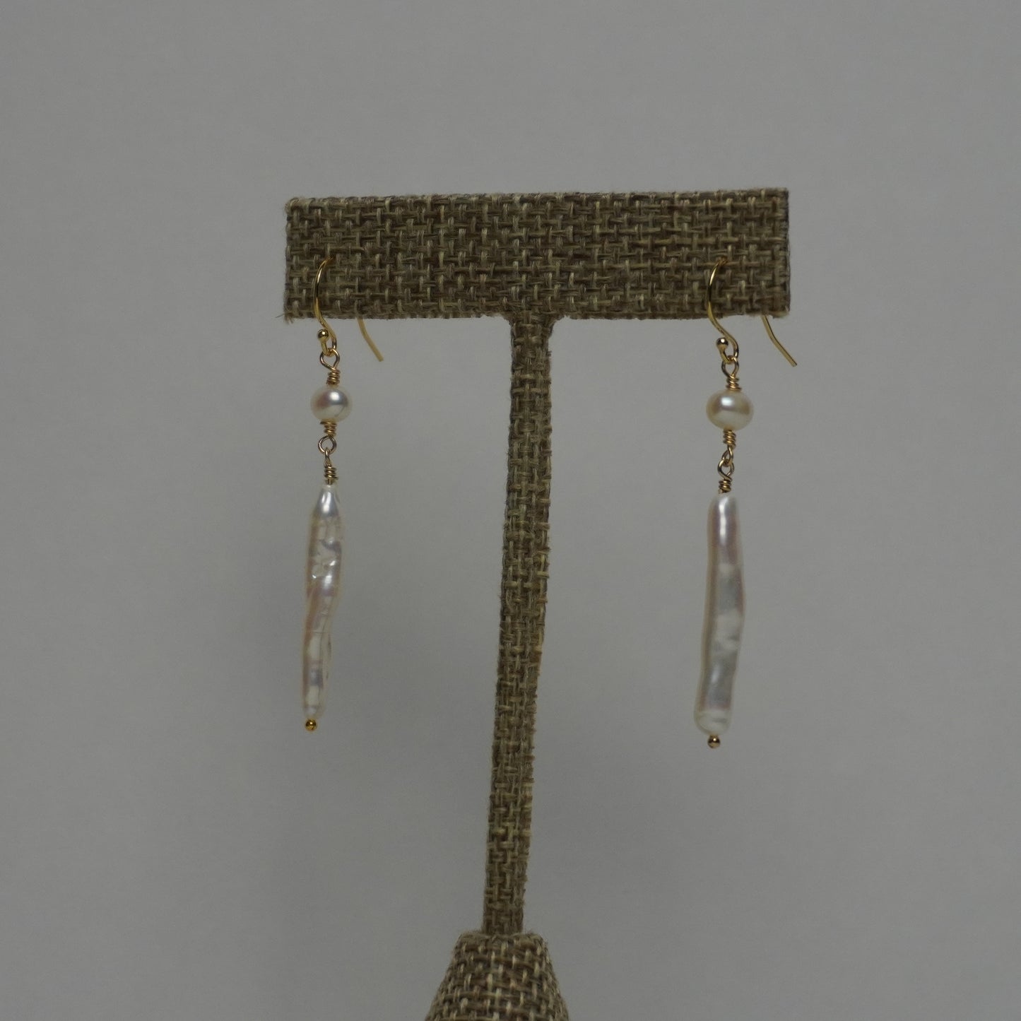 Stick Pearl with Freshwater Pearl Earrings