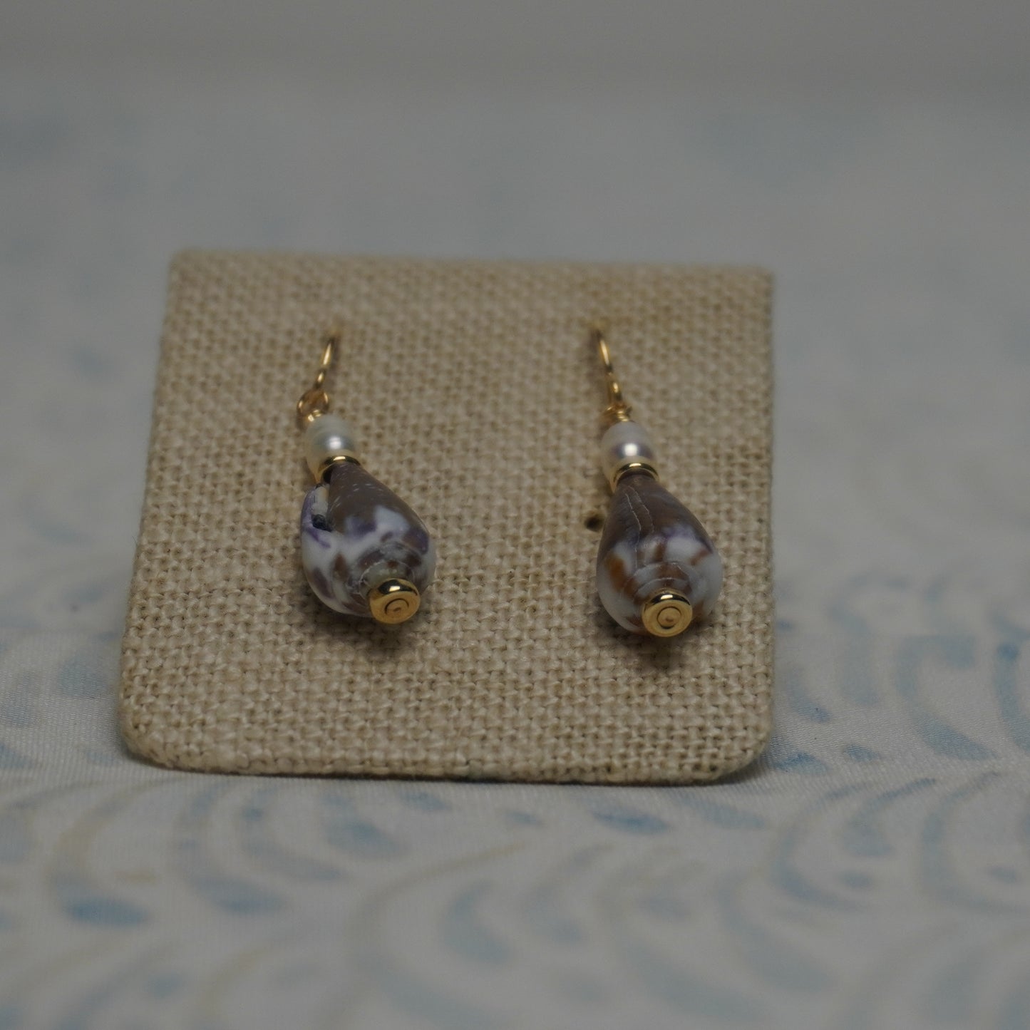Assorted Cone Shell and Freshwater Pearl Drop Earrings