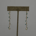 Rain Drops earrings with blue crystals and white freshwater pearl drops