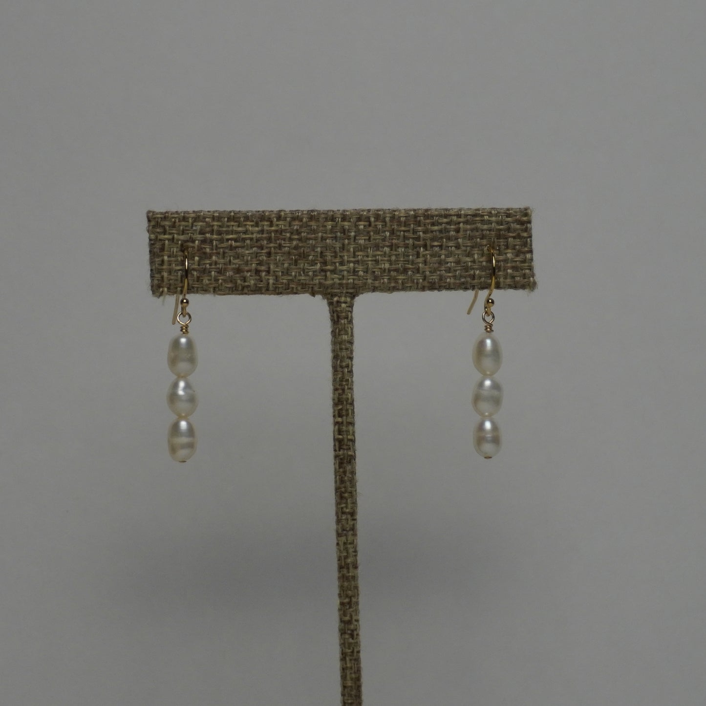 Triple White Freshwater Pearl Drop Earrings