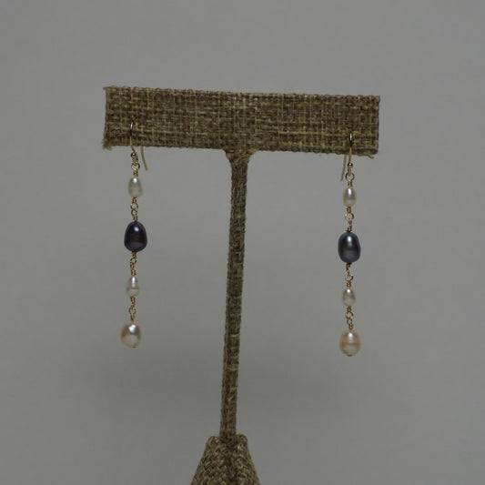 Multicolored Freshwater Pearl Drop Earrings