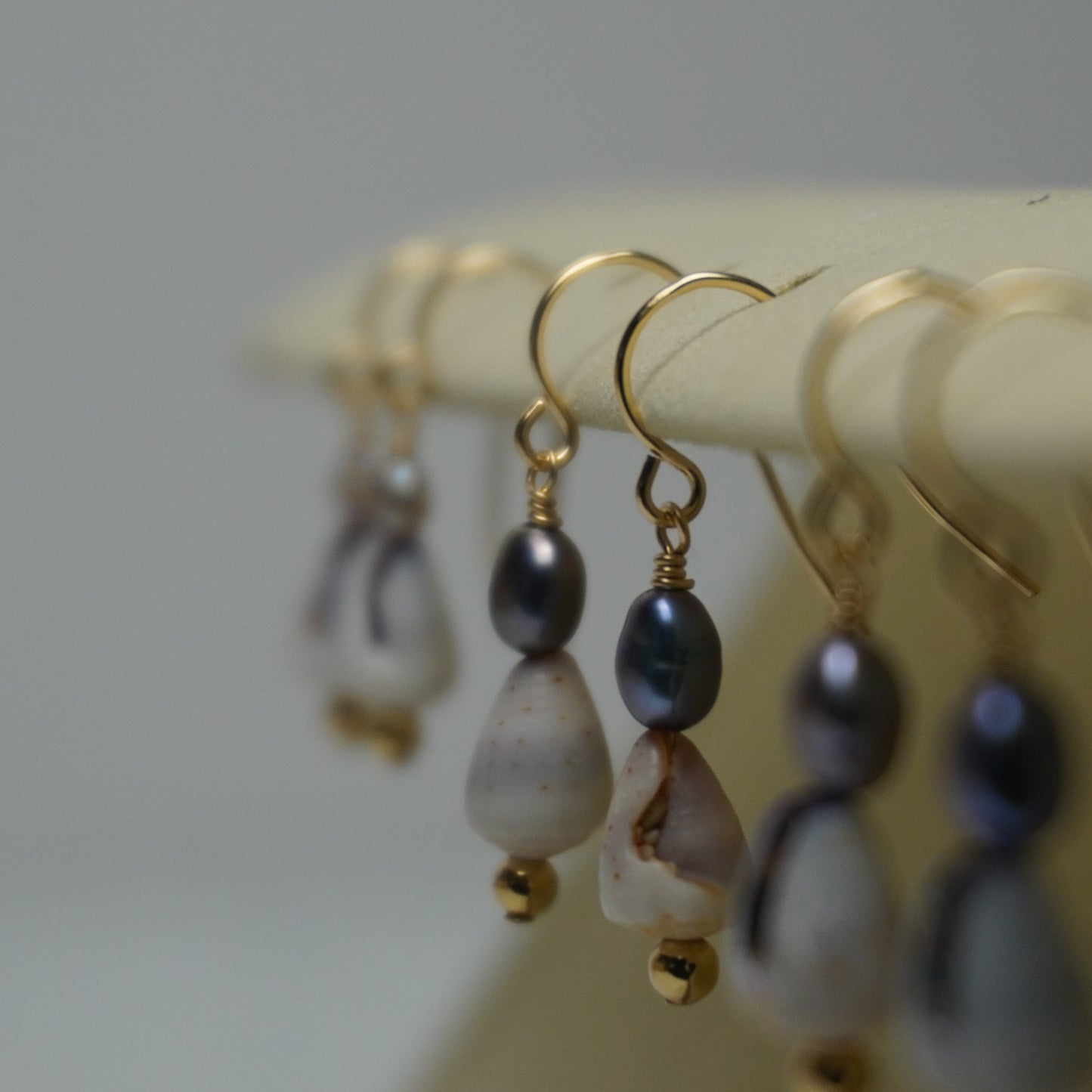 Assorted Cone Shell and Freshwater Pearl Drop Earrings