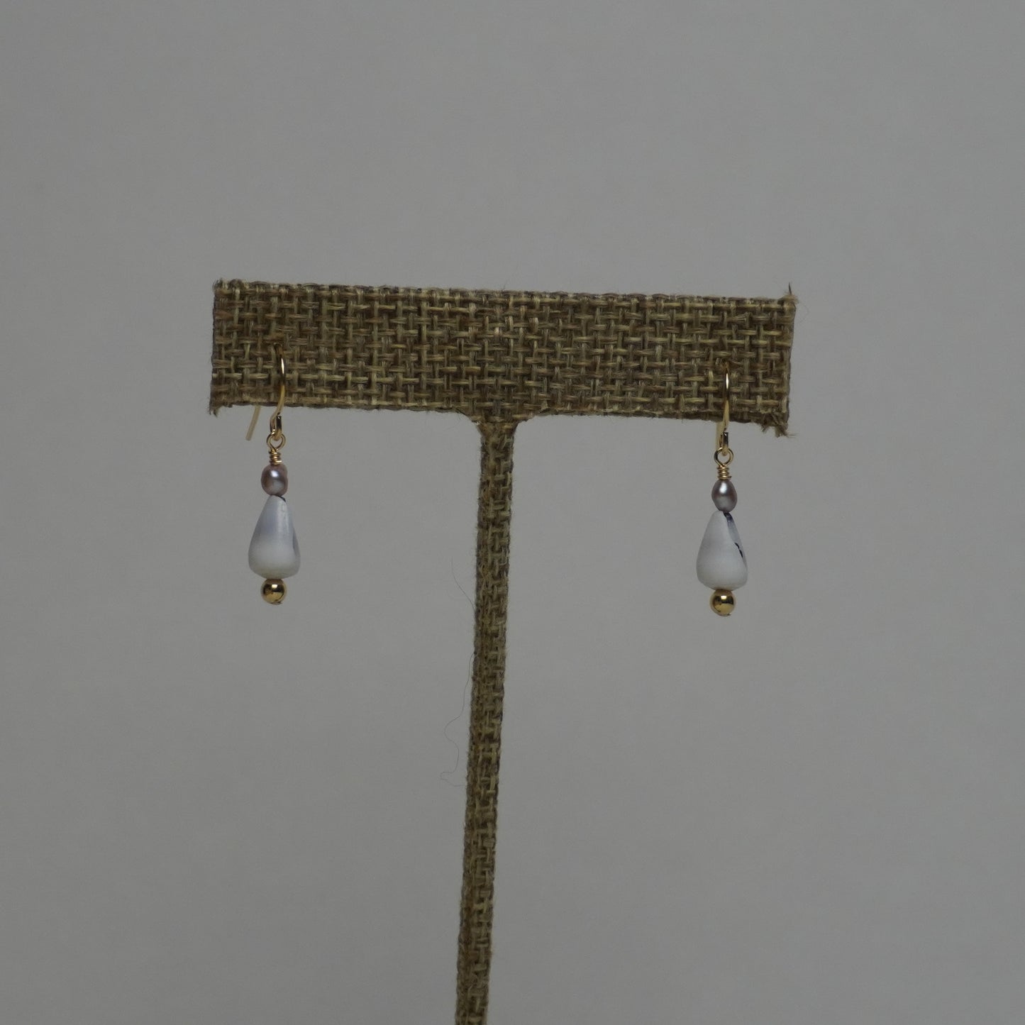 Assorted Cone Shell & Freshwater Pearl Drop Earrings