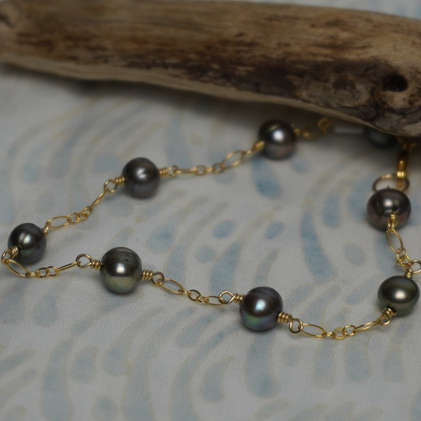 Floating Black Freshwater Pearl Bracelet