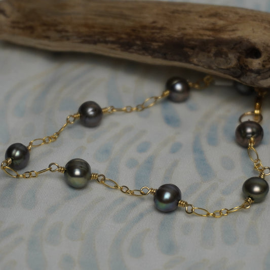 Floating Black Freshwater Pearl Bracelet