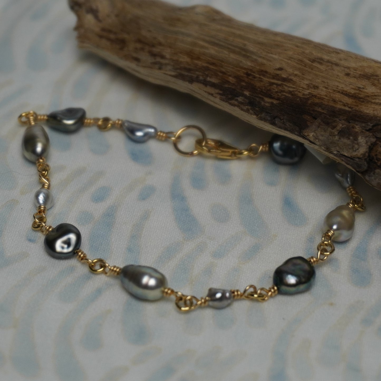 Katie // All Keshi Pearl Statement Bracelet – Gold Fill