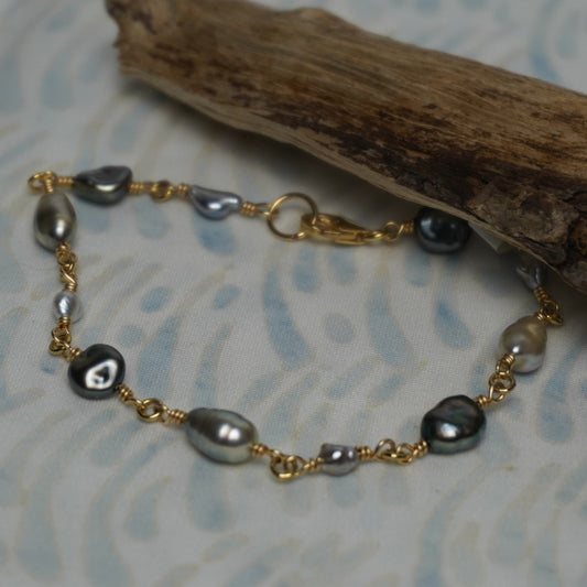 Katie // All Keshi Pearl Statement Bracelet – Gold Fill