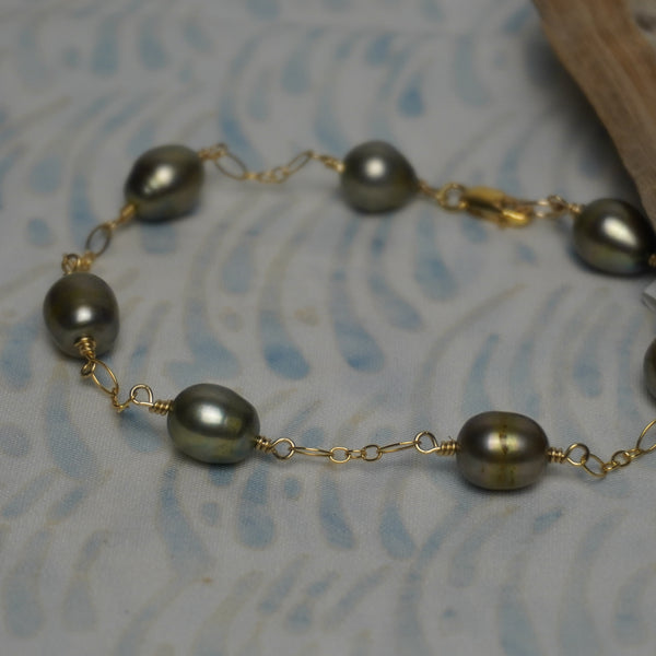 Floating Silver Freshwater Pearl Bracelet