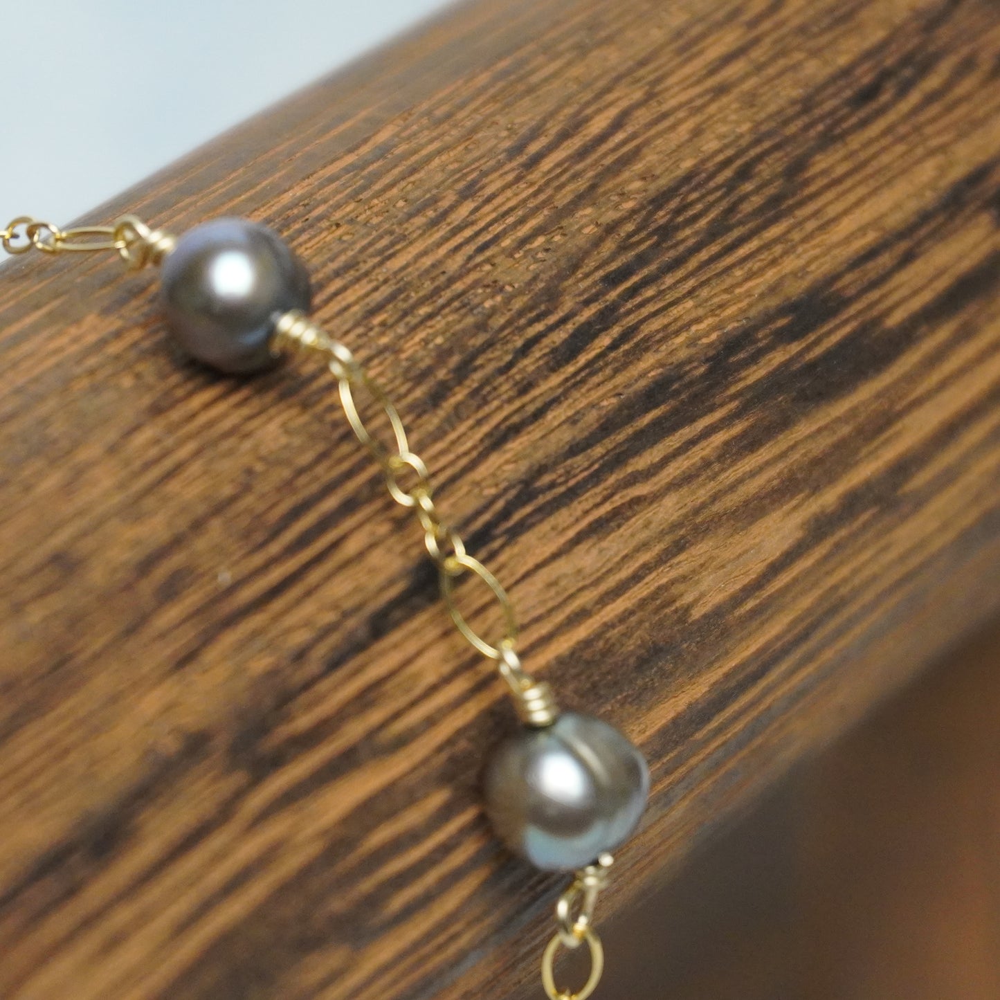 Floating Black Freshwater Pearl Bracelet