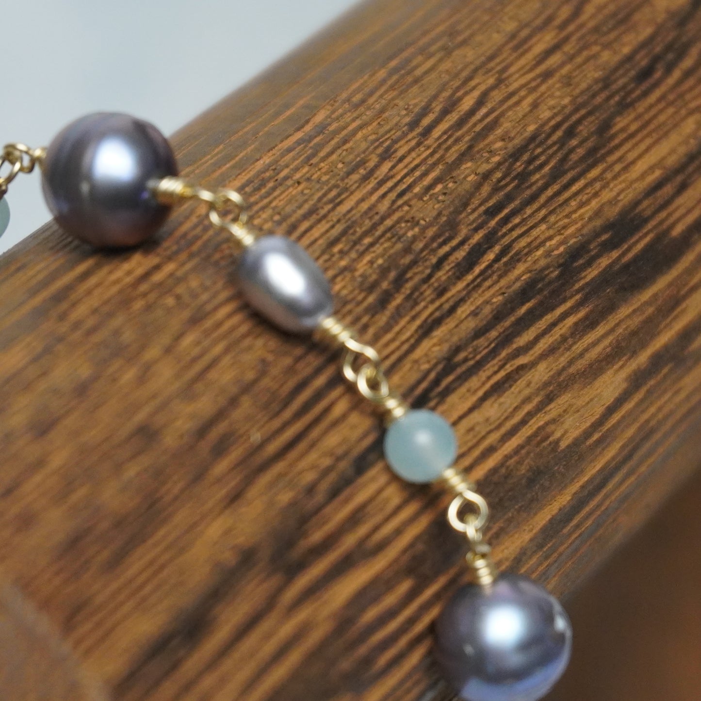 Lily // Mixed Black Freshwater Pearl Chain Bracelet