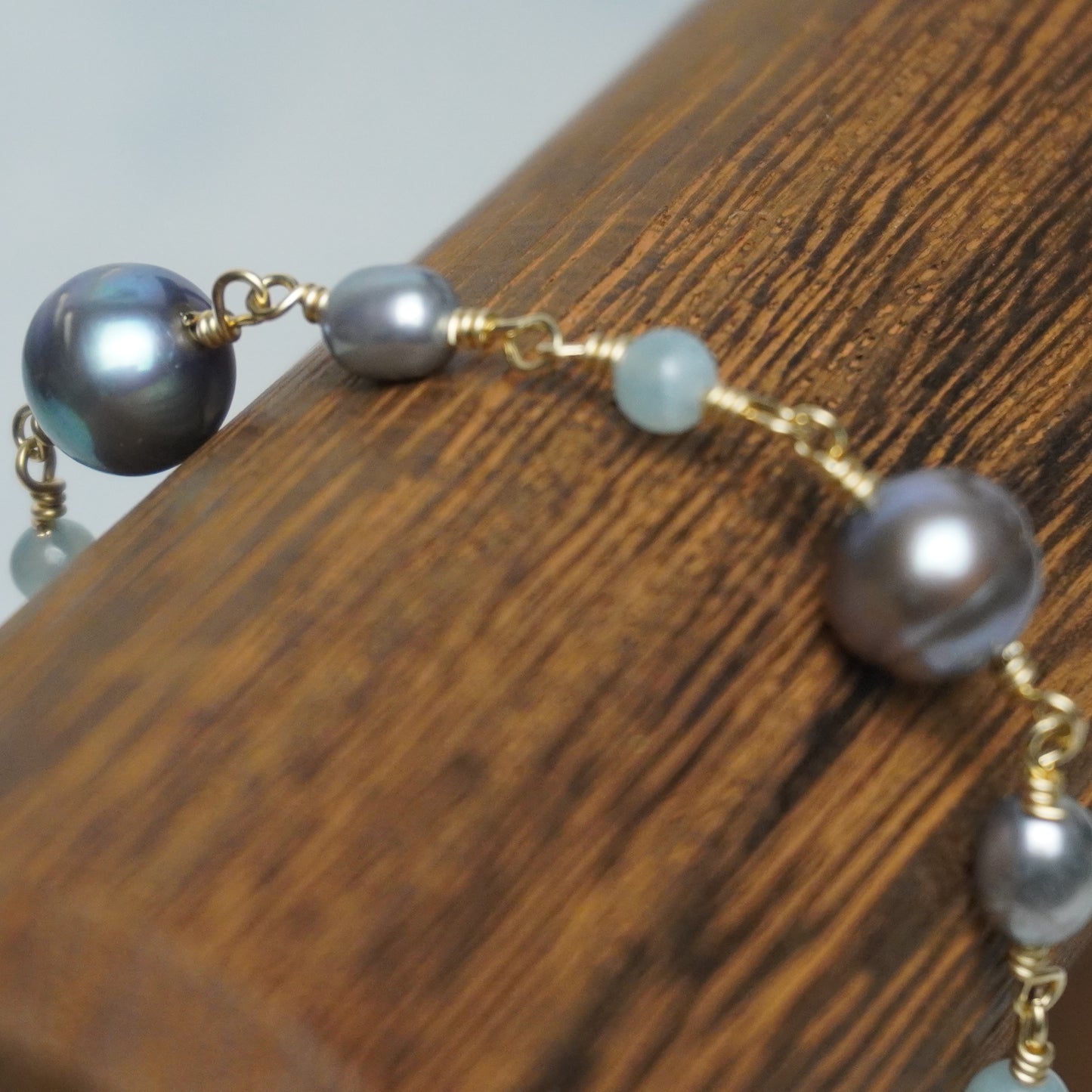 Lily // Mixed Black Freshwater Pearl Chain Bracelet