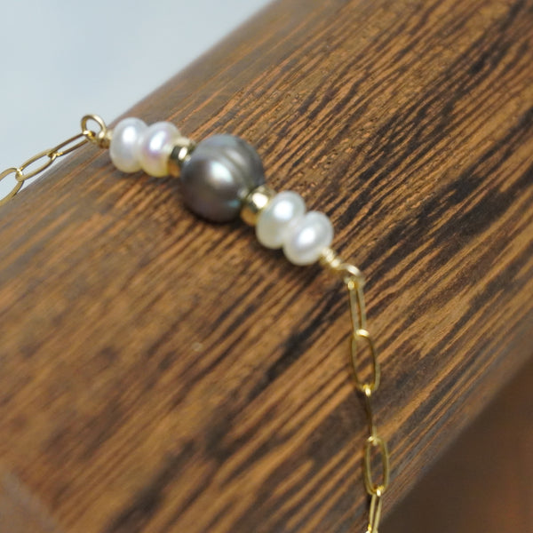 Katie // Mini Rice & Grey Freshwater Pearl Drop Earrings