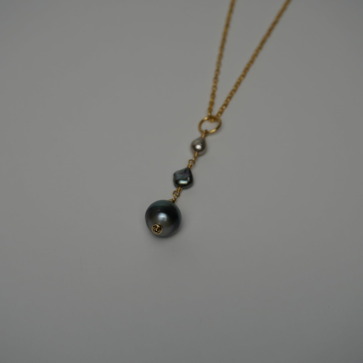 Ellie // Large Tahitian & Mixed Silver-Black Keshi Pearl Necklace – 17"