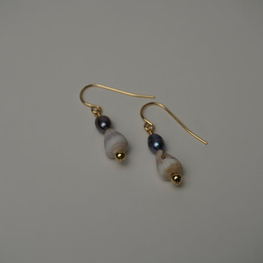 Assorted Cone Shell and Freshwater Pearl Drop Earrings
