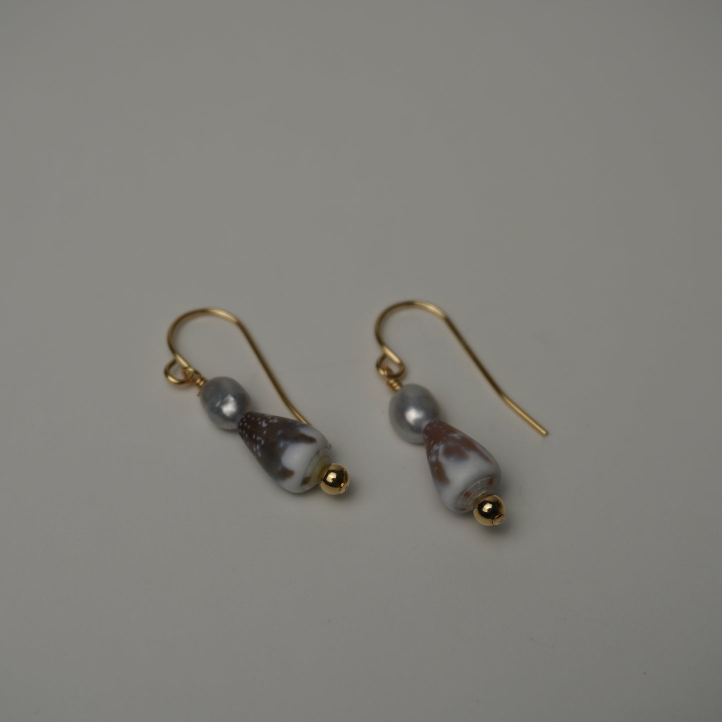 Assorted Cone Shell & Freshwater Pearl Drop Earrings