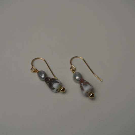 Assorted Cone Shell & Freshwater Pearl Drop Earrings