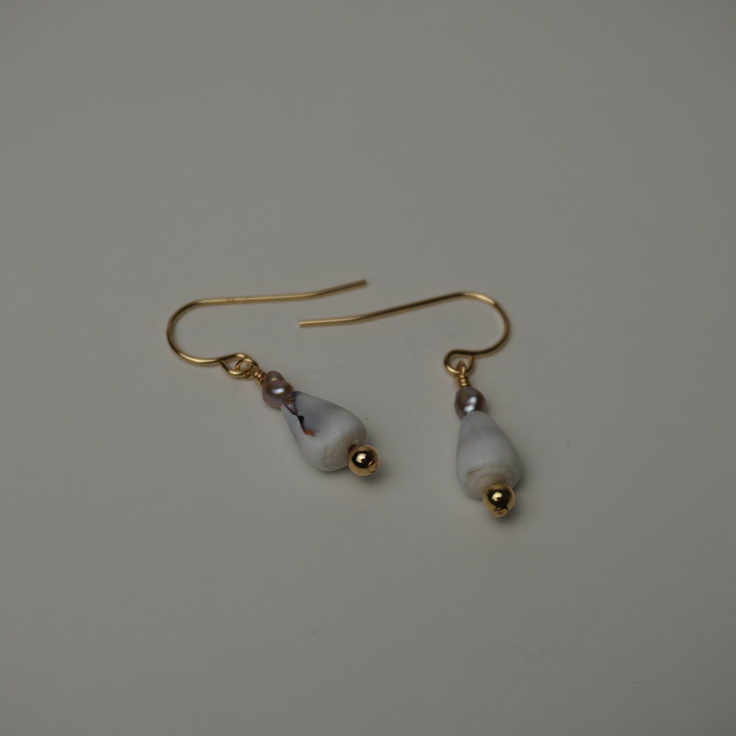 Assorted Cone Shell & Freshwater Pearl Drop Earrings