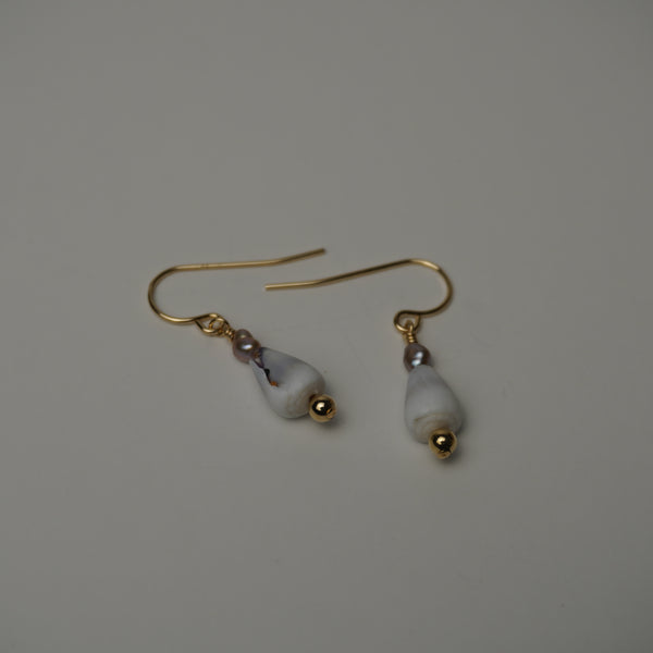 Assorted Cone Shell & Freshwater Pearl Drop Earrings