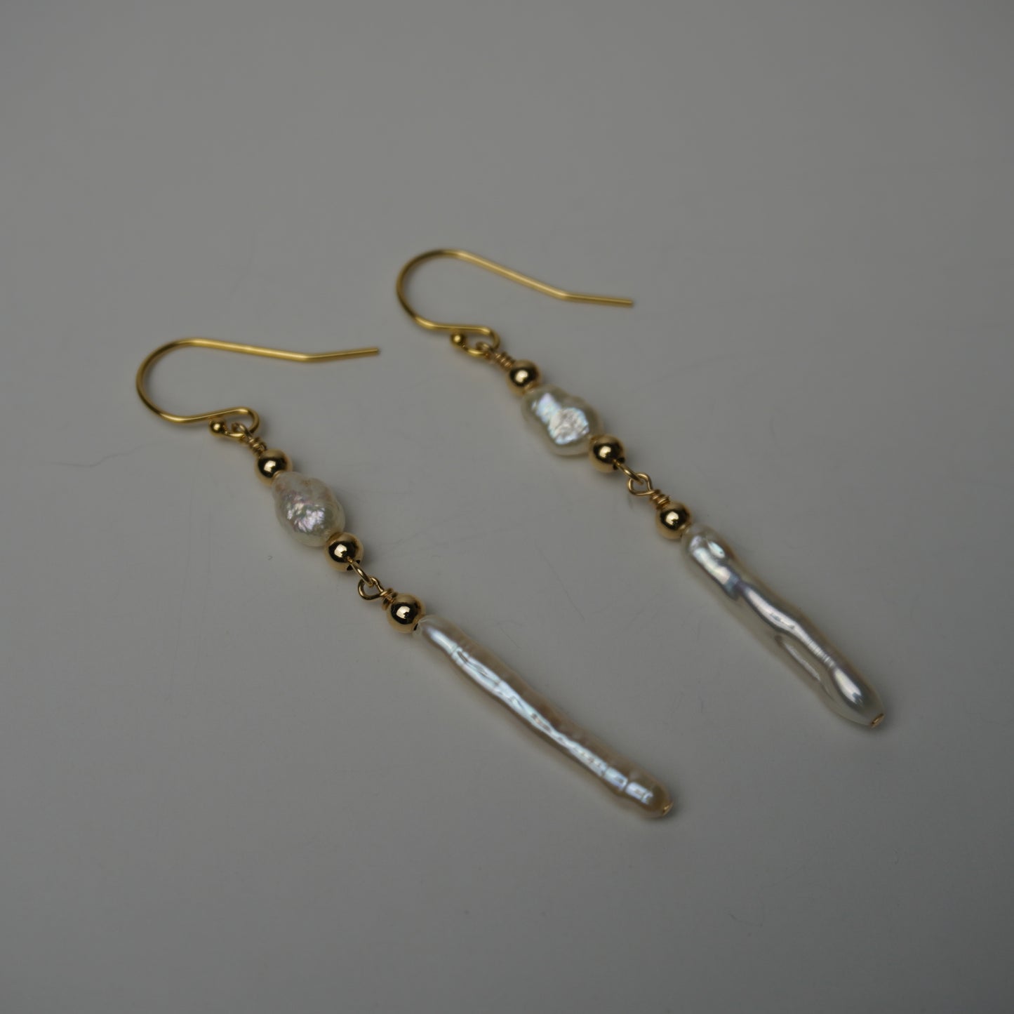 Stick Pearl & Freshwater Pearl Drop Earrings