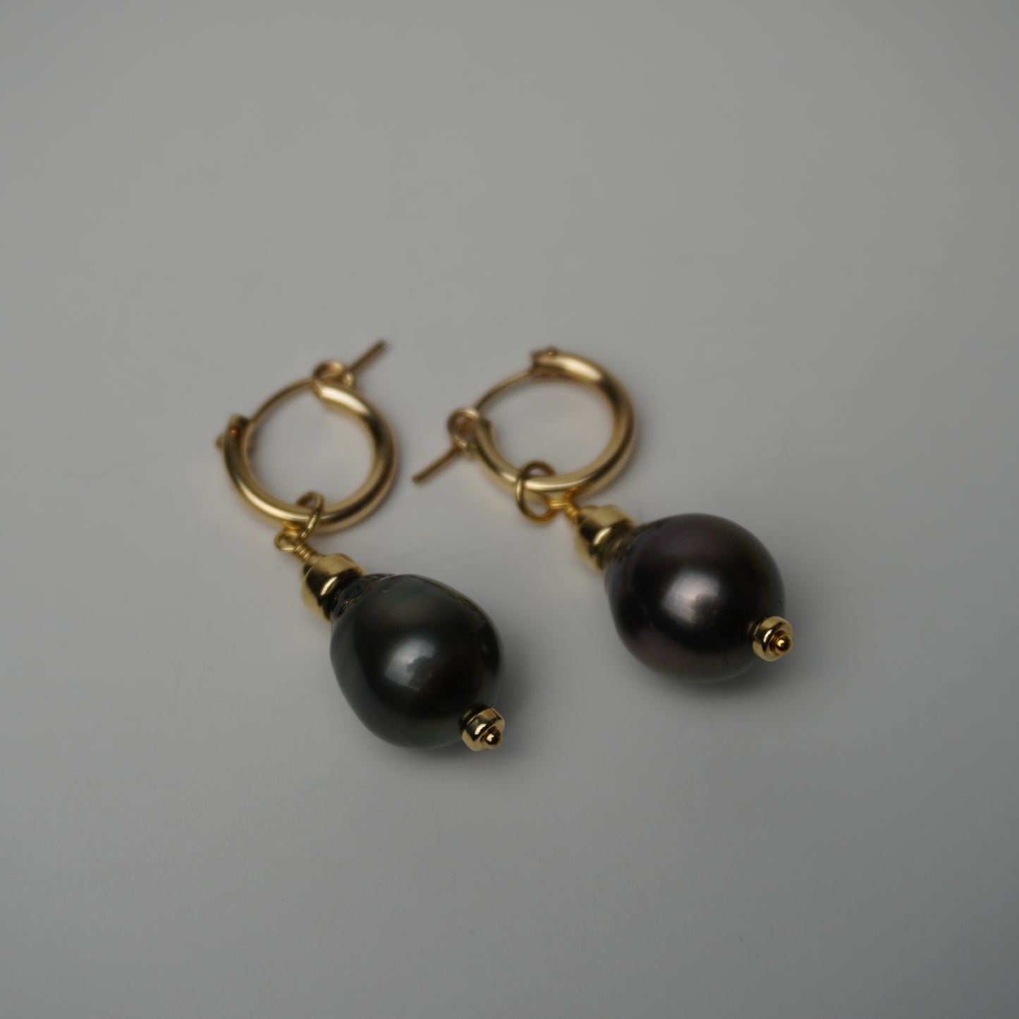 Genuine Tahitian Pearl Drop Huggie Earrings