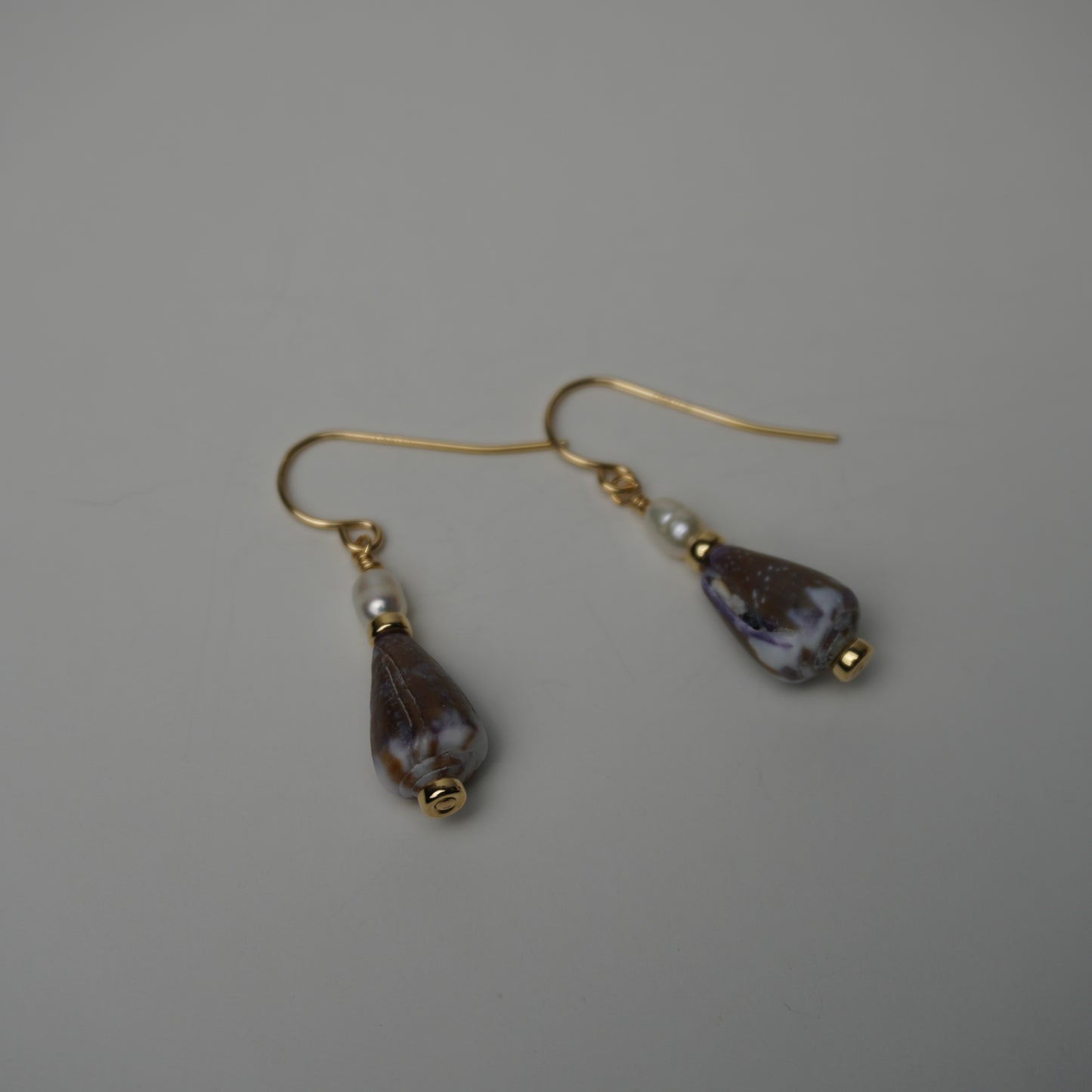 Assorted Cone Shell and Freshwater Pearl Drop Earrings