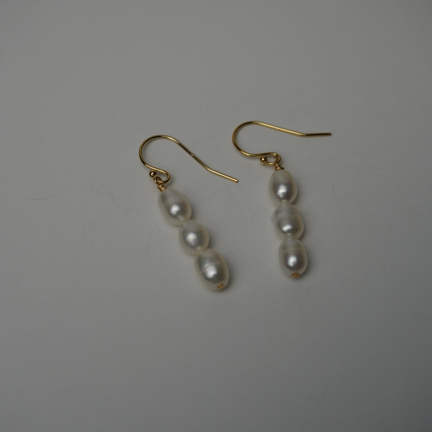 Triple White Freshwater Pearl Drop Earrings