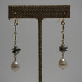 Bar Chain Freshwater & Double Keshi Pearl Dangle Earrings