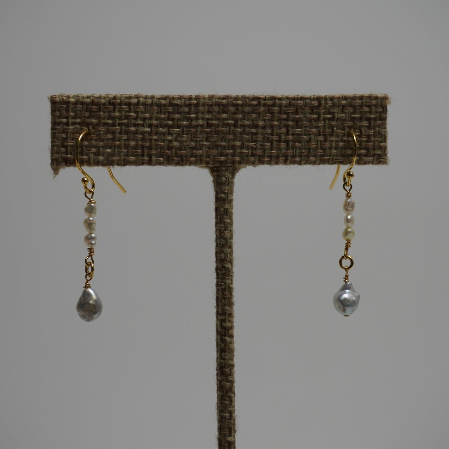 Blue Akoya & Rice Pearl Drop Earrings
