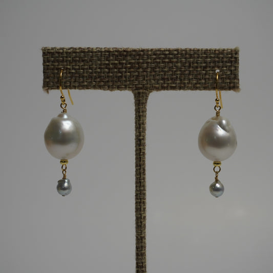 Mikos // White South Sea & Blue Akoya Drop Earrings