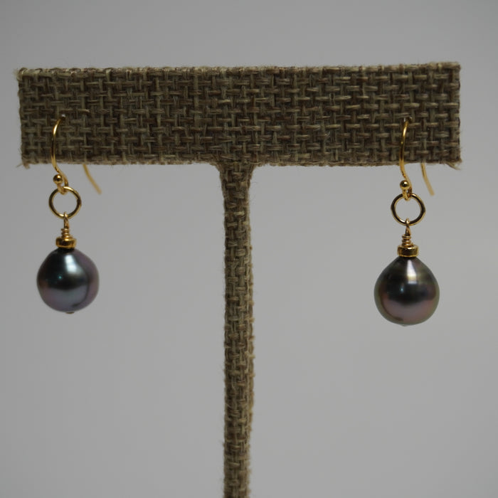 Large Peacock Tahitian Pearl Drop Earrings