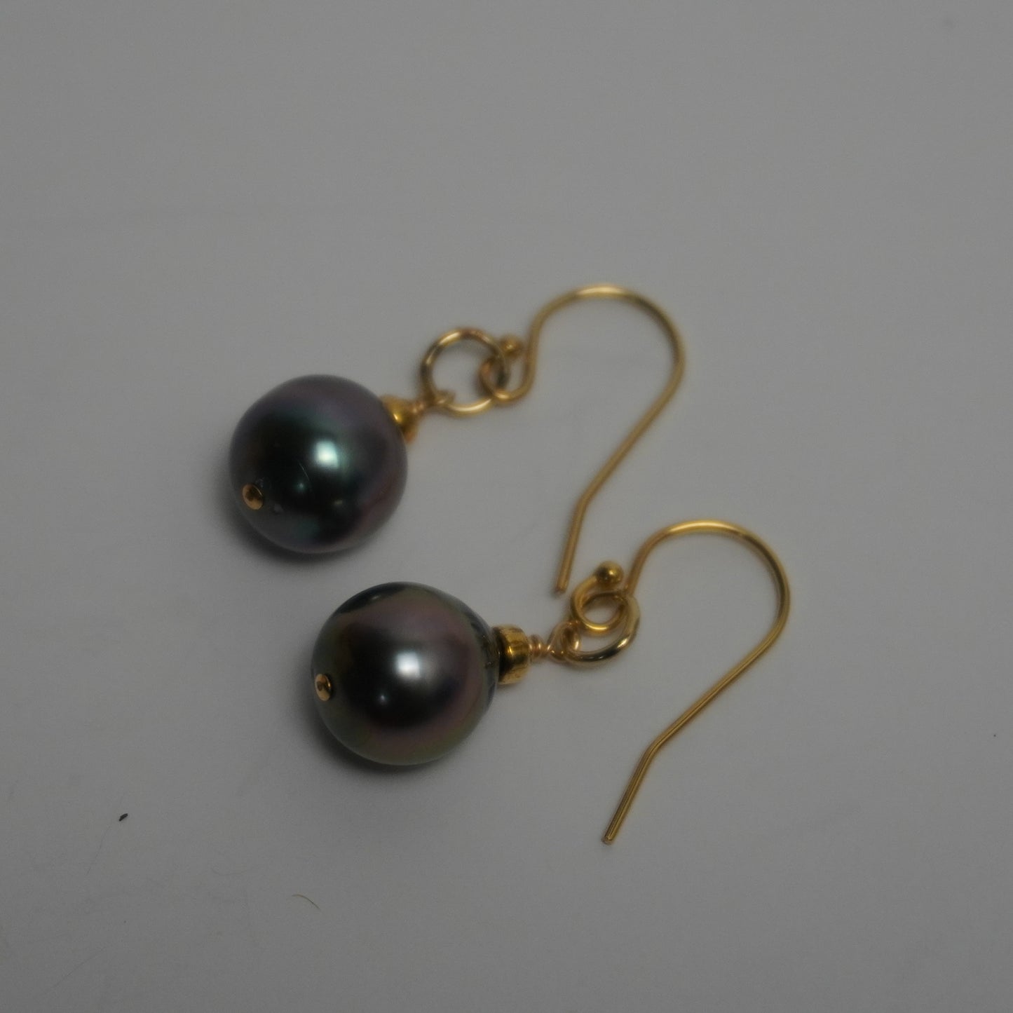Large Peacock Tahitian Pearl Drop Earrings