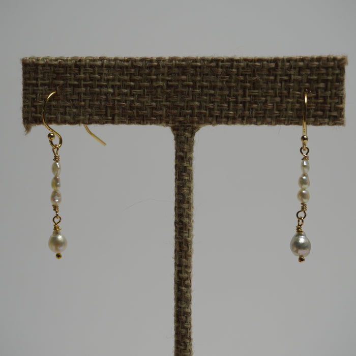 Mini Akoya & Blue Keshi Pearl Drop Earrings