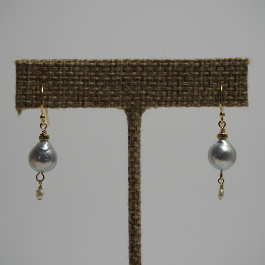 Miko // Large Blue Akoya Pearl Drop Earrings